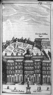 Dit zagen de reizigers bijvoorbeeld in Rome, 'Nero's 
paleis'. Uit: Afbeeldinge van het Oude Rome (1661)