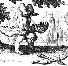 Cupido in handstand in Heinsius' Ambacht van 
Cupido